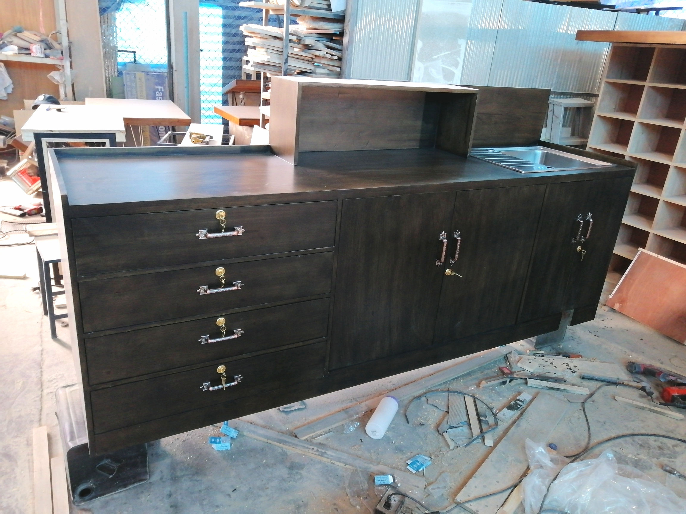 เคาน์เตอร์กาแฟไม้ยางพารา