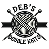 Deb's Double Knits logo featuring elegant text and knitting-themed design.