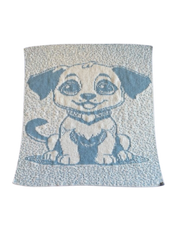 Pip-the-Puppy-Baby-Blanket-double-knit-Blue-and-White-front
