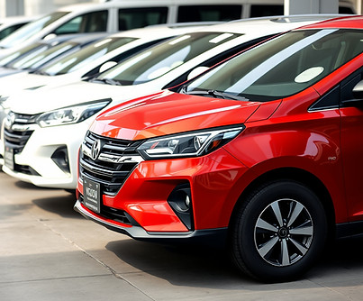 A picture showing several commercial car types lined up, like at a car rental place..jpg