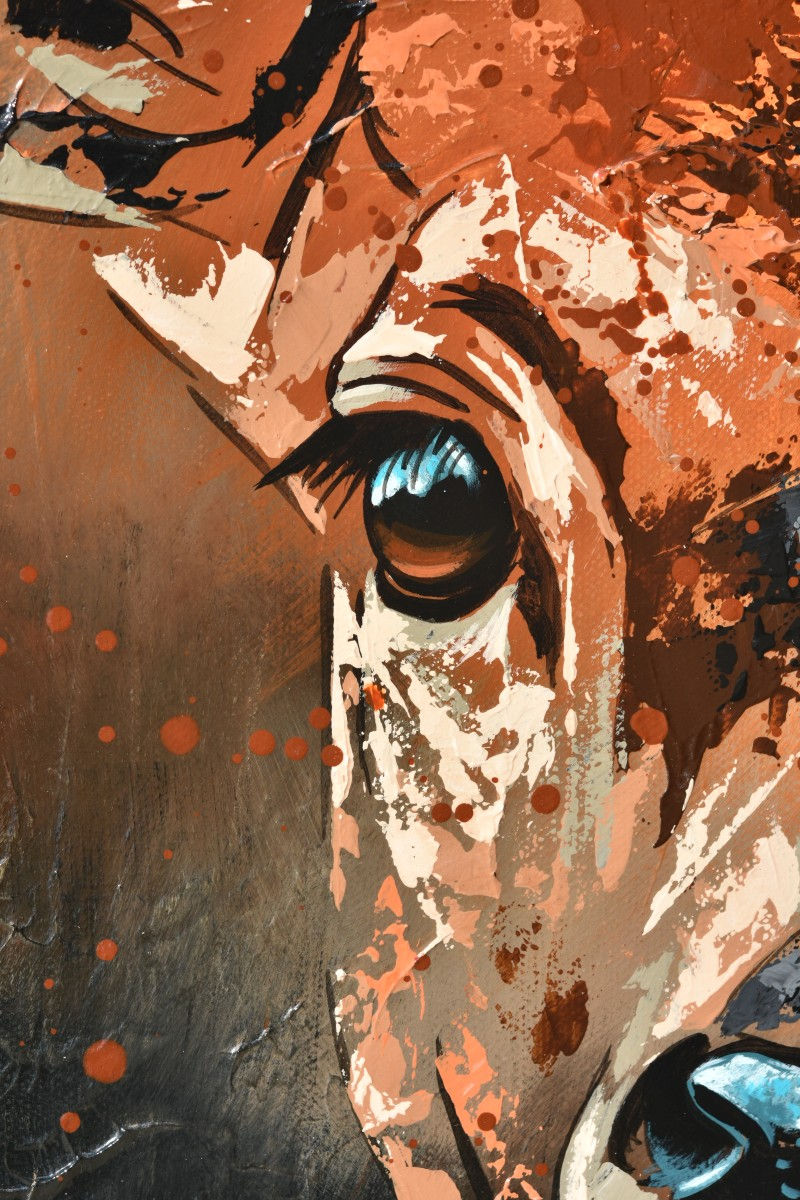 Miniature : oeil de chevreuil biche peinture oeuvre d'art animalier jessica sansiquet artiste peintre engagée protection animale cause