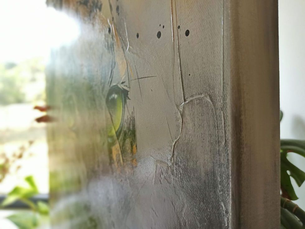 Miniature : Détail de l'oeuvre d'un puma, peinture de l'artiste contemporain Jessica Sansiquet. Art animalier contemporain