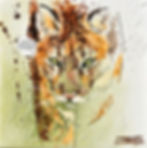 Tableau d'un puma qui marche peint par l'artiste animalier Jessica Sansiquet, art contemporain engagé pour la protection