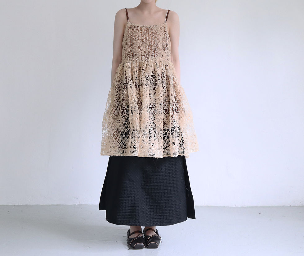 サムネイル： Brown Broken Lace Ribbon Dress Brown