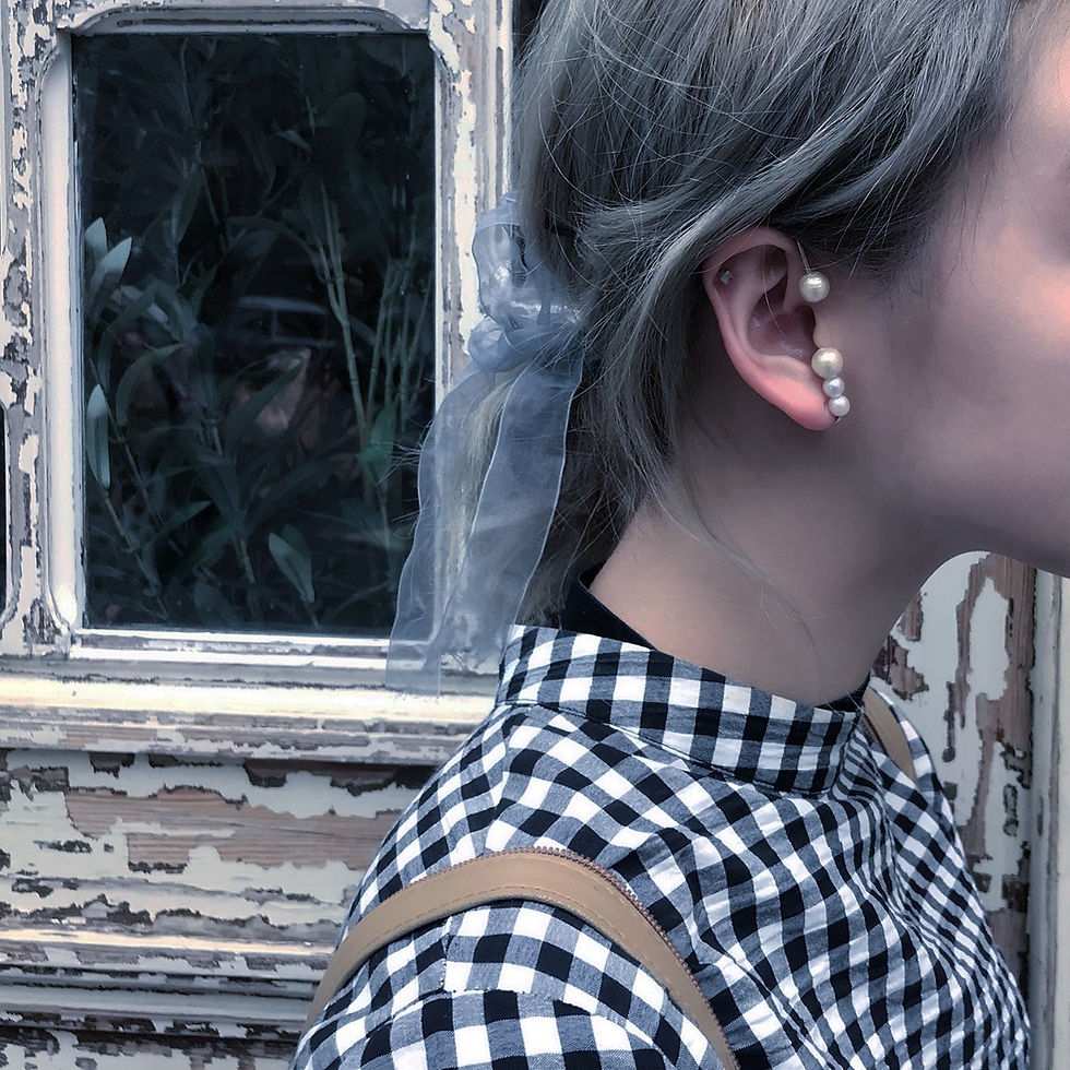 Thumbnail: A pair of Cotton Pearl Full Ear Cuff