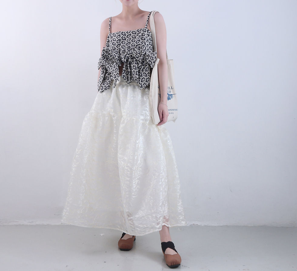 縮圖：Navy Blue Floral Anja Ribbon Vest