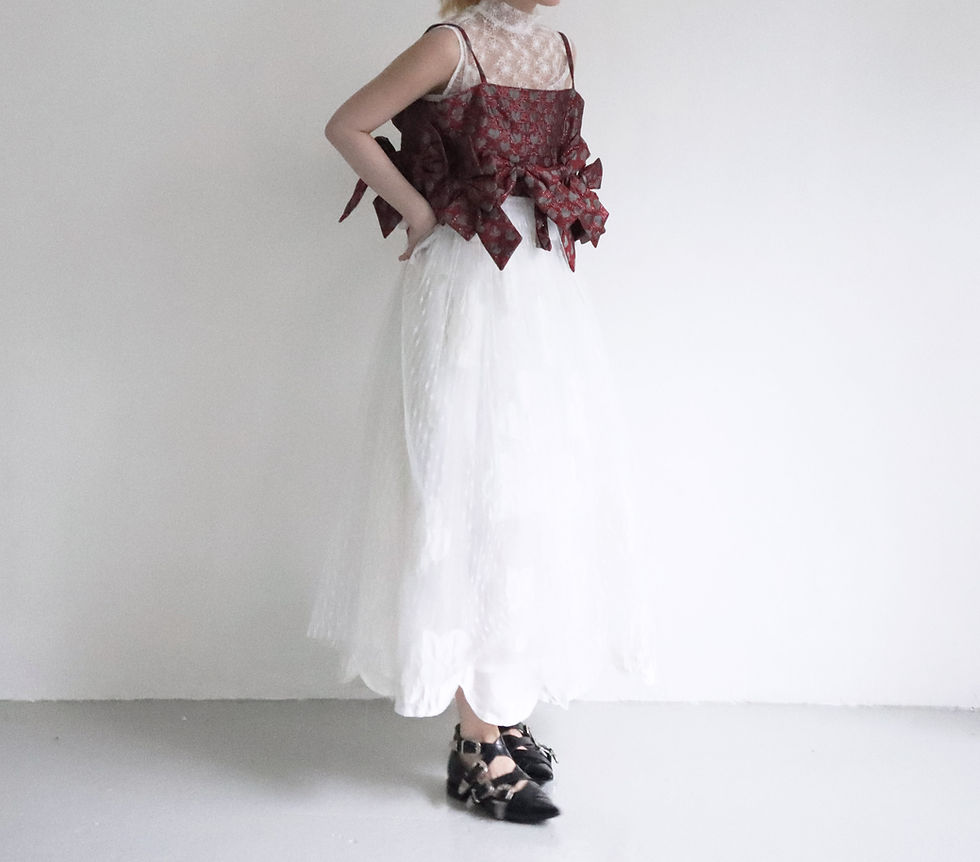 サムネイル： White Alabloom Petalvault Sheer Top