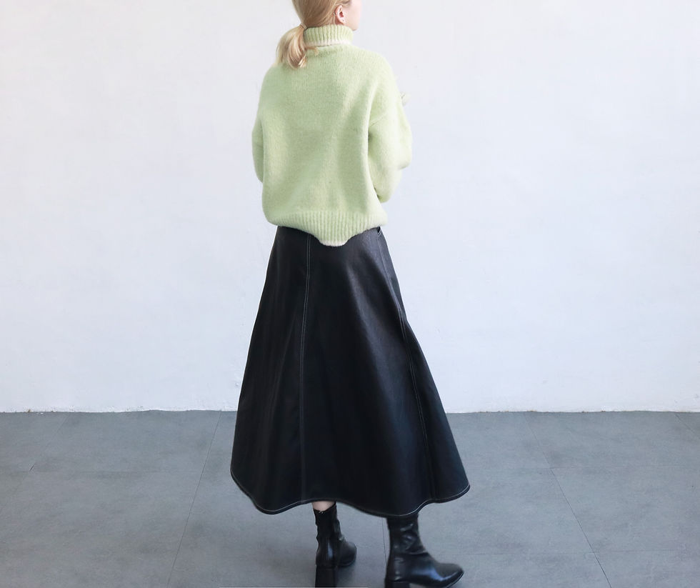 縮圖：Onyx Leather Wrap Skirt