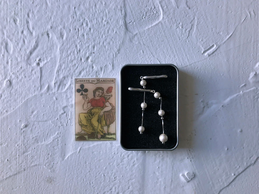 サムネイル： (Silver Bar collection 1) 925 Silver Bar  Pearls Long Chain Drops Earrings