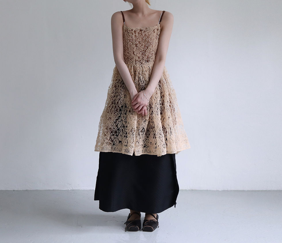 サムネイル： Brown Broken Lace Ribbon Dress Brown