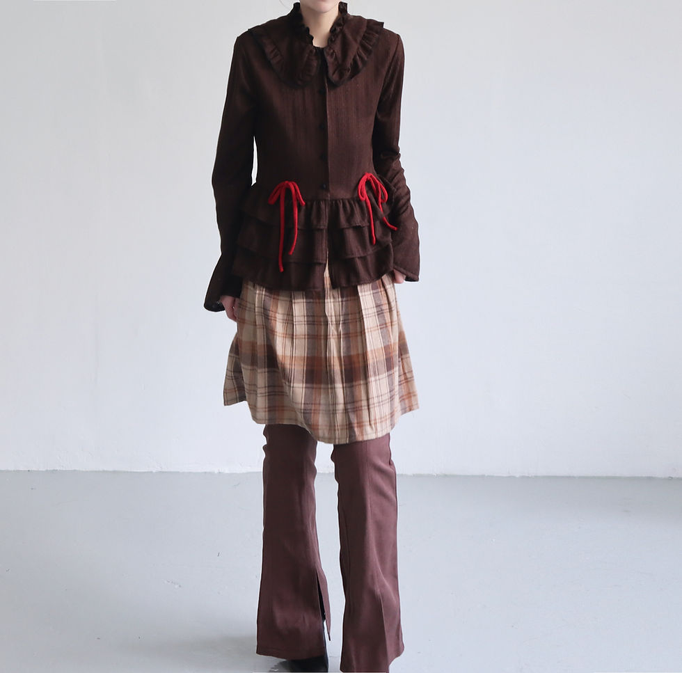 サムネイル： Hazel Check Layered Skirt Trousers