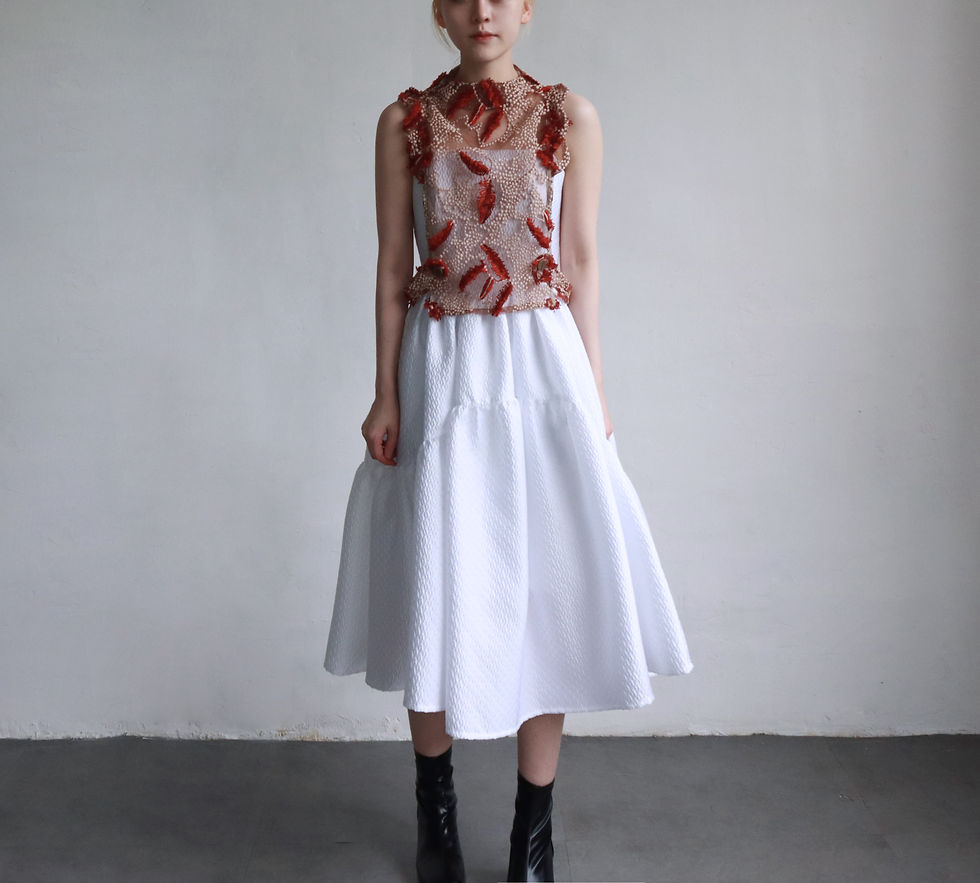 縮圖：Moss White  Bouffant Dress