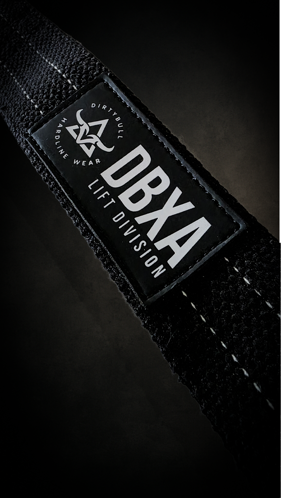 Thumbnail: Black lifting strap with "DBXA LIFT DIVISION" label for weightlifting.