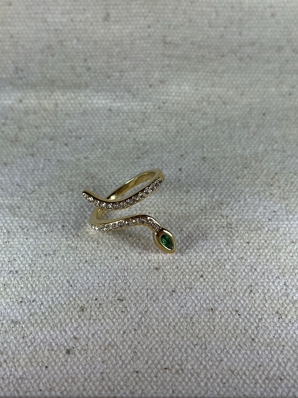 Thumbnail: 18K Gold Plated Stainless Steel Woman Gold Zircon Snake Open Ring