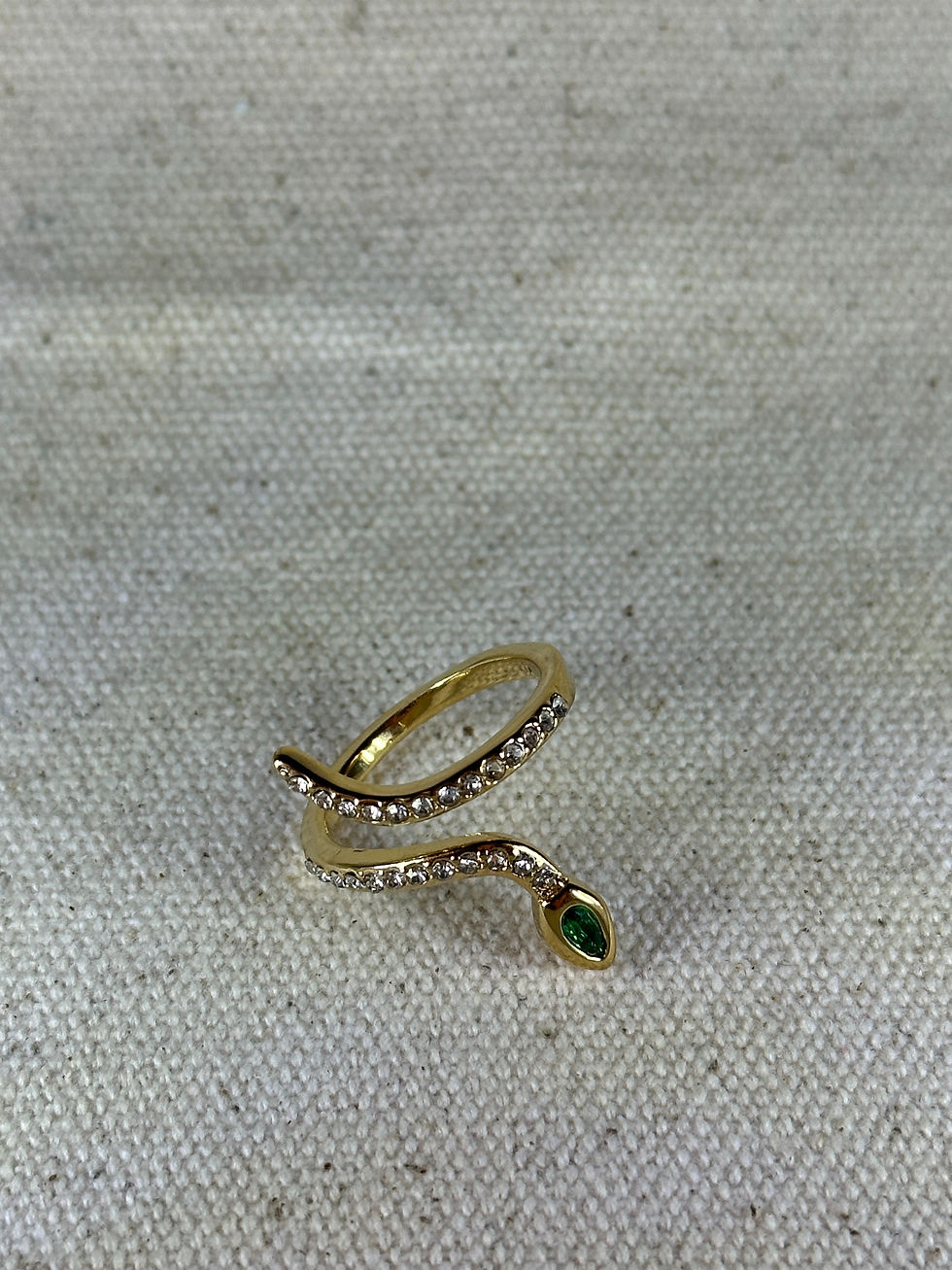 18K Gold Plated Stainless Steel Woman Gold Zircon Snake Open Ring