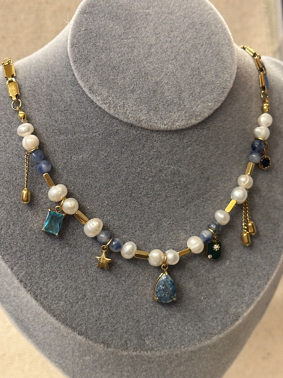 Thumbnail: Freshwater Pearl Titanium Steel Woman Pendant Gold Necklace