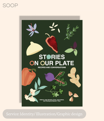 Stories on our plate, Stories on our plate cookbook, Stories on our plate illustration, supperclub illustration, cookbook design, SOOP