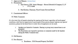 Board of Supervisors Regular Meeting Agenda July 28, 2026