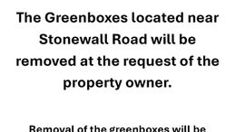 Removal of Greenboxes Near Stonewall Road