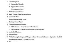 FLOYD COUNTY PLANNING COMMISSION SEPTEMBER 15, 2026 AGENDA