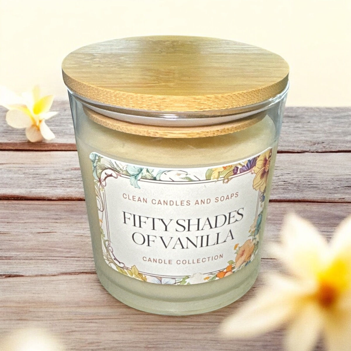 Fifty Shades of Vanilla | Single Wick |  Bamboo Lid | 8.5 oz