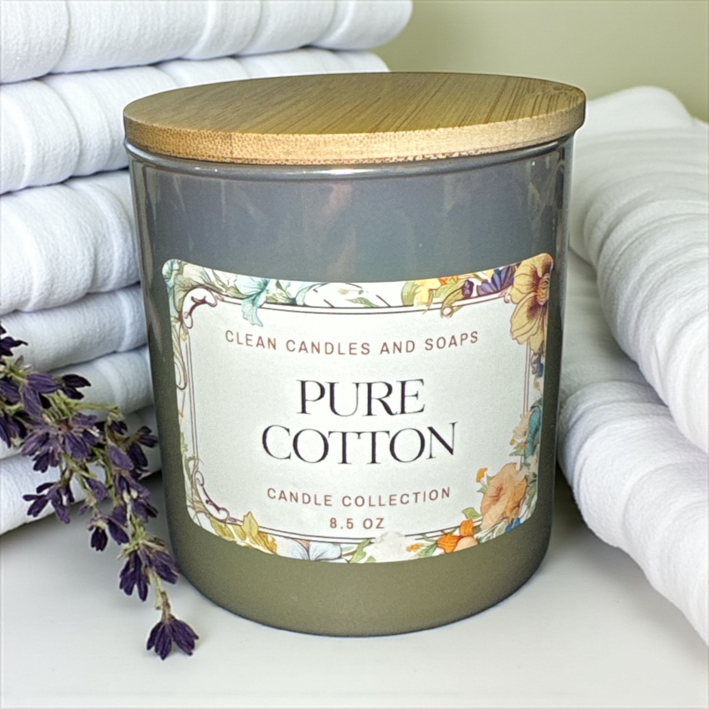 Pure Cotton | Single Wick |  Bamboo Lid | 8.5 oz