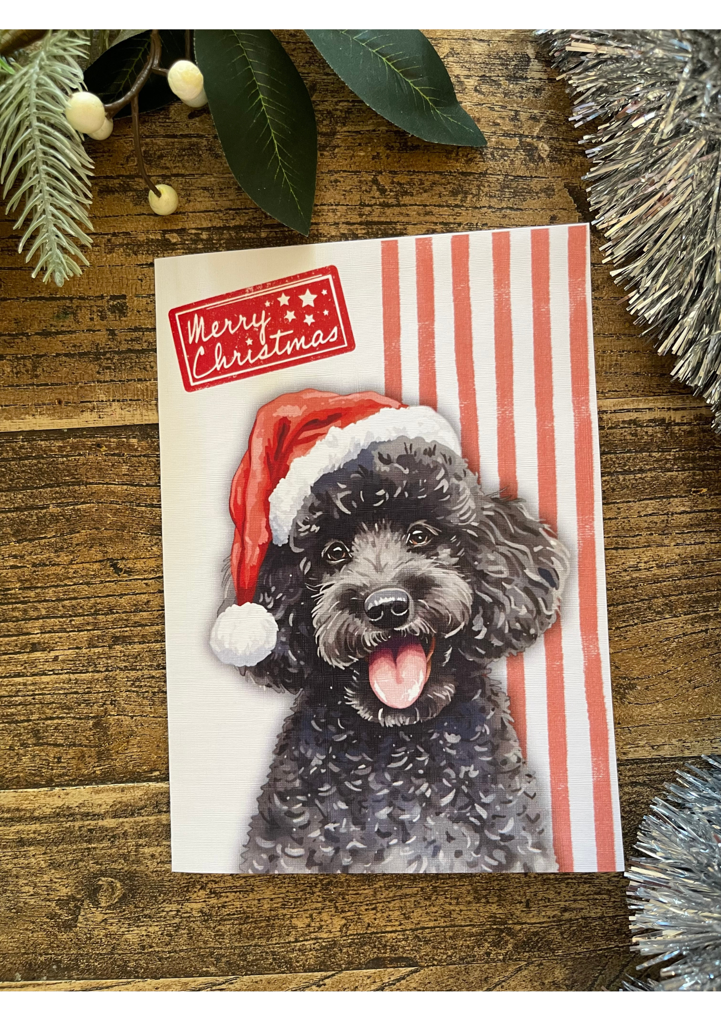 Scruffy Christmas Ragamuffin Poodle Card