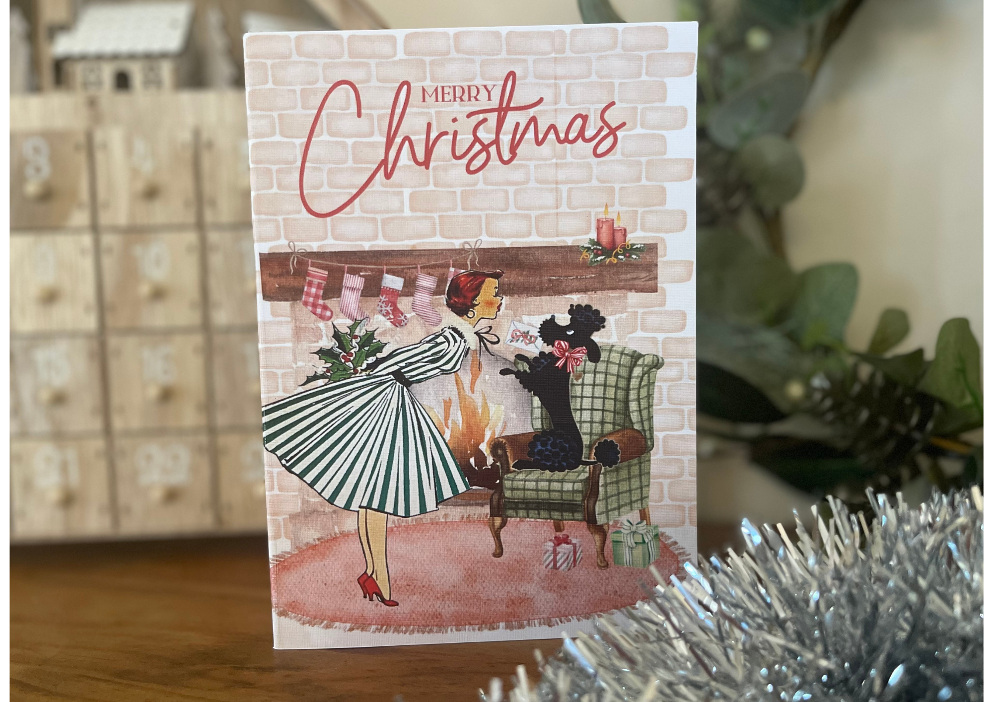 Retro Christmas kiss card