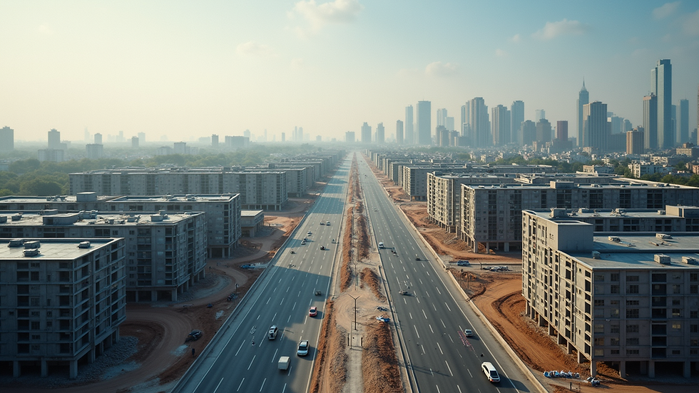 High angle view of a modern urban real estate development site