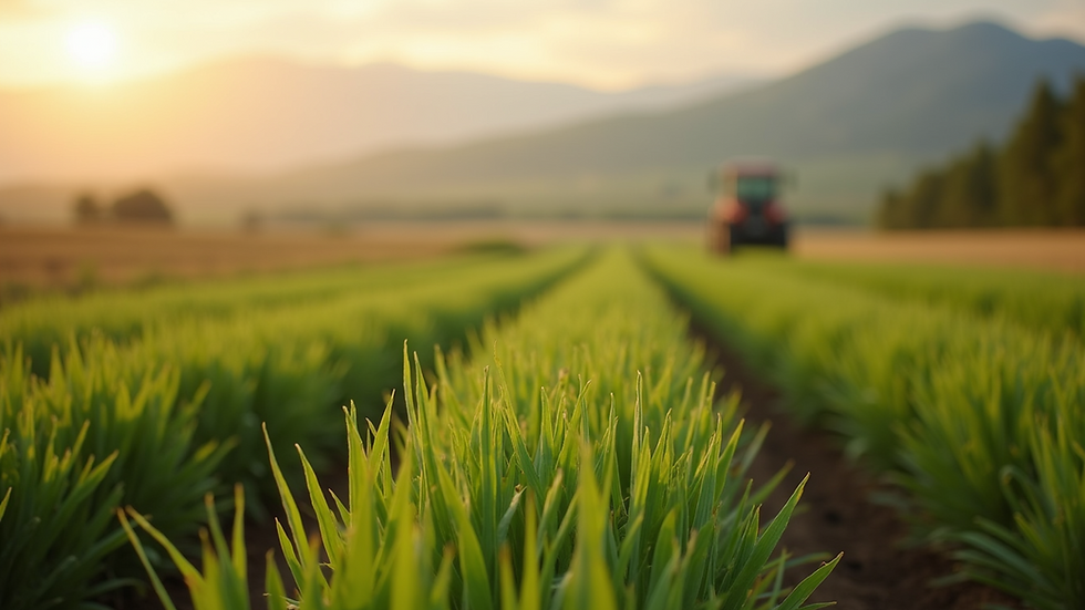 Eye-level view of a sustainable farming operation