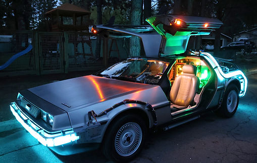 delorean time machine all lit up