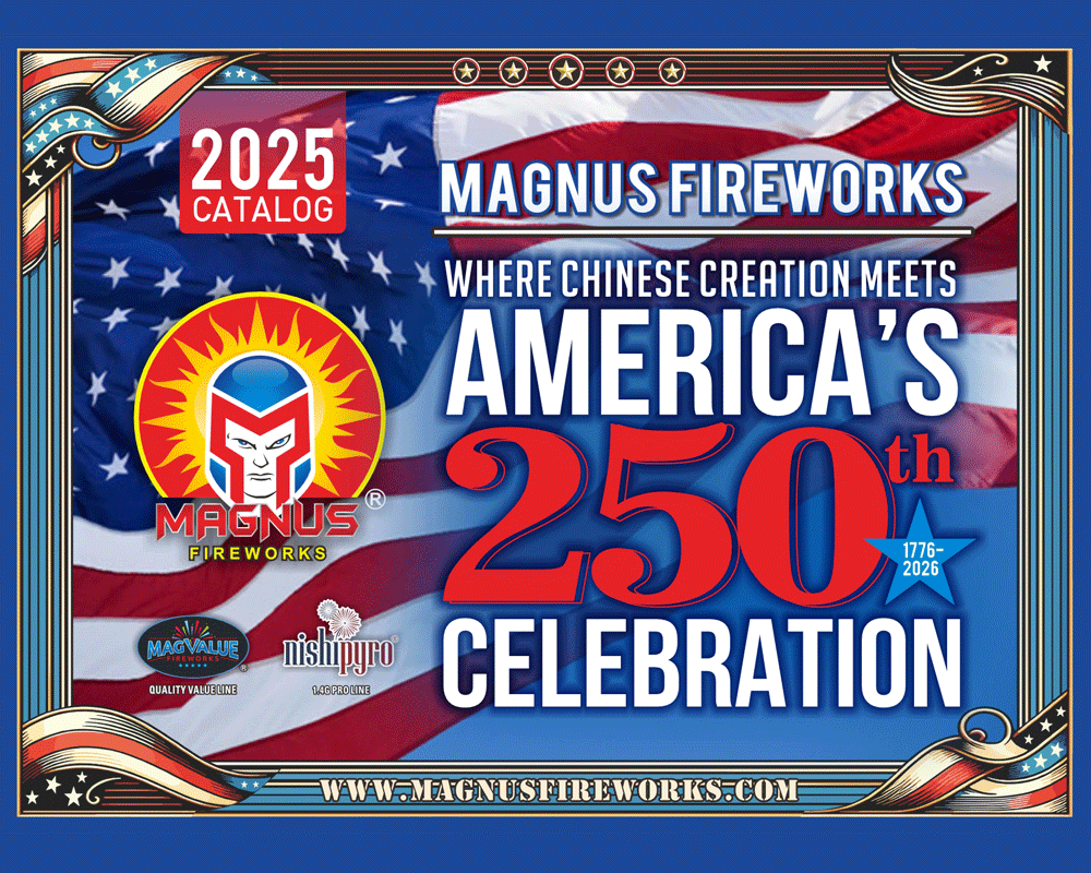 Magnus Fireworks wholesale catalog showing premium consumer products