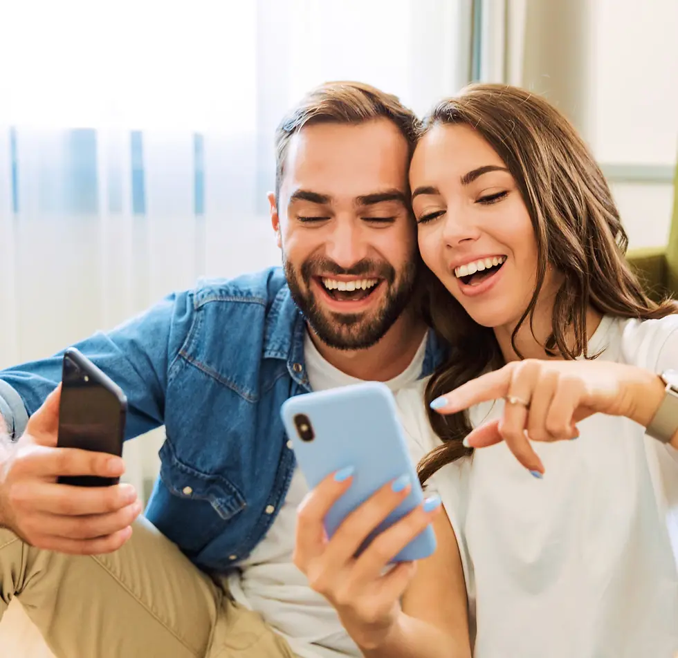A couple enjoying E.Tel's unbeatable mobile service