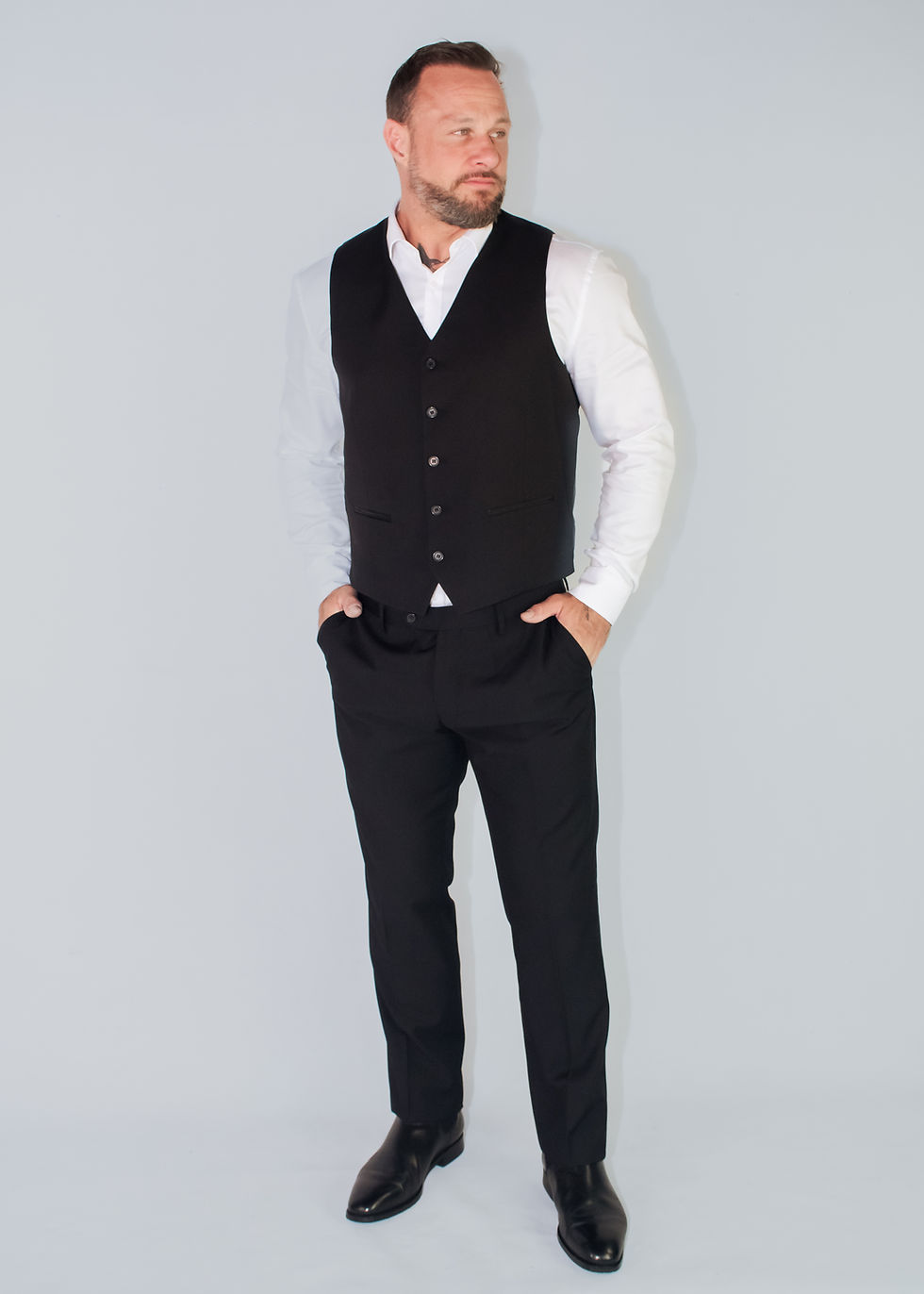 Thumbnail: LONDON SLIM WAISTCOAT – BLACK