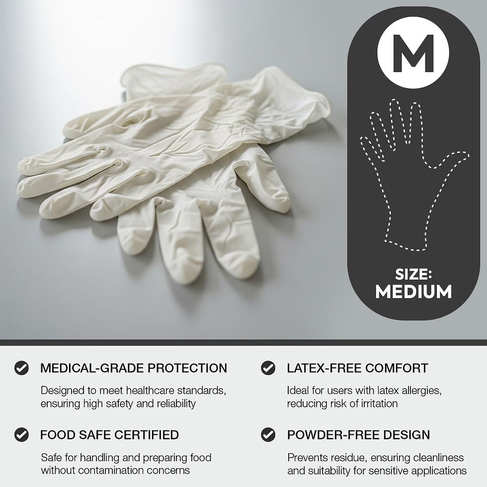 Thumbnail: FLEXCEL Disposable Powder-Free Nitrile Gloves size M, white 100pcs