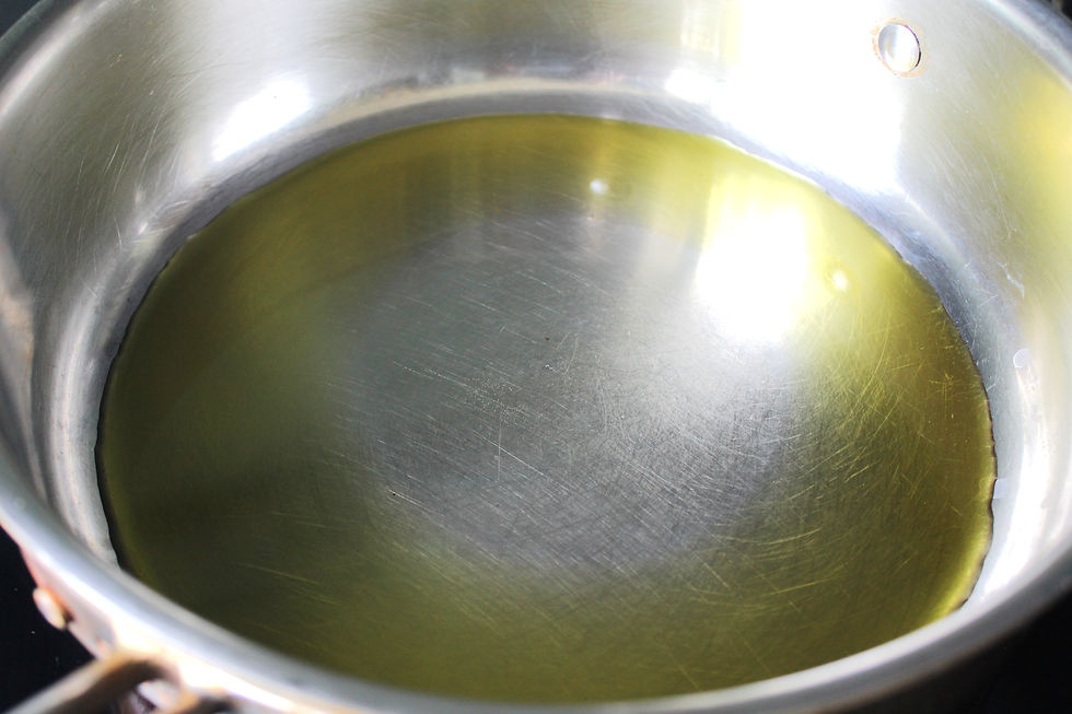 Picture of a hot pan with oil in it.