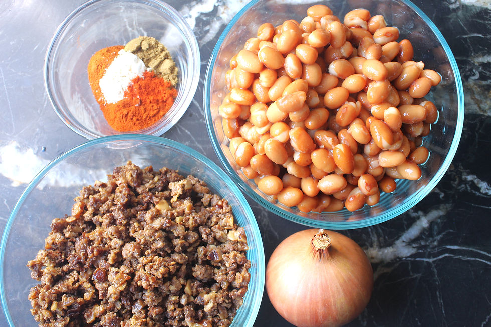 This picture shows the ingredients for the vegan taco filling.