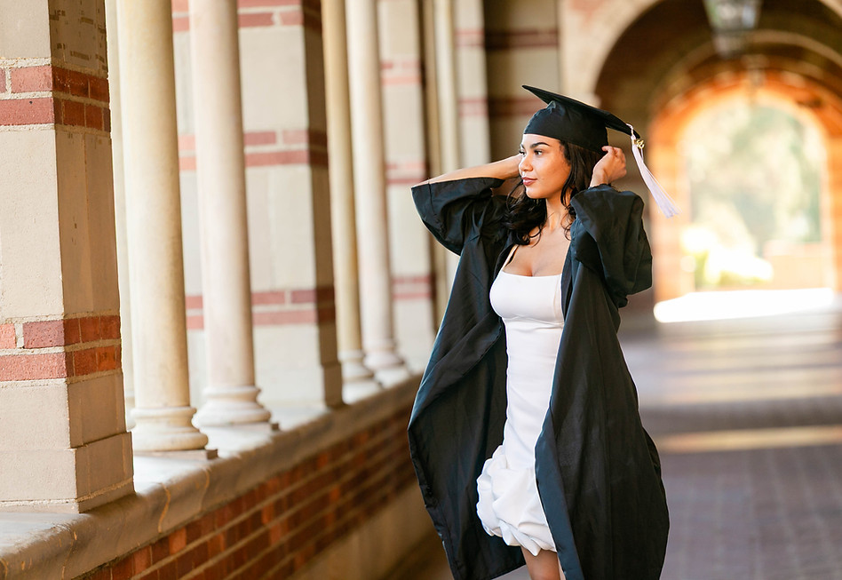 Graduate posing at a graduation photographer Orange County session