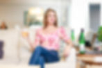 Woman holding wine during dating profile photographer session