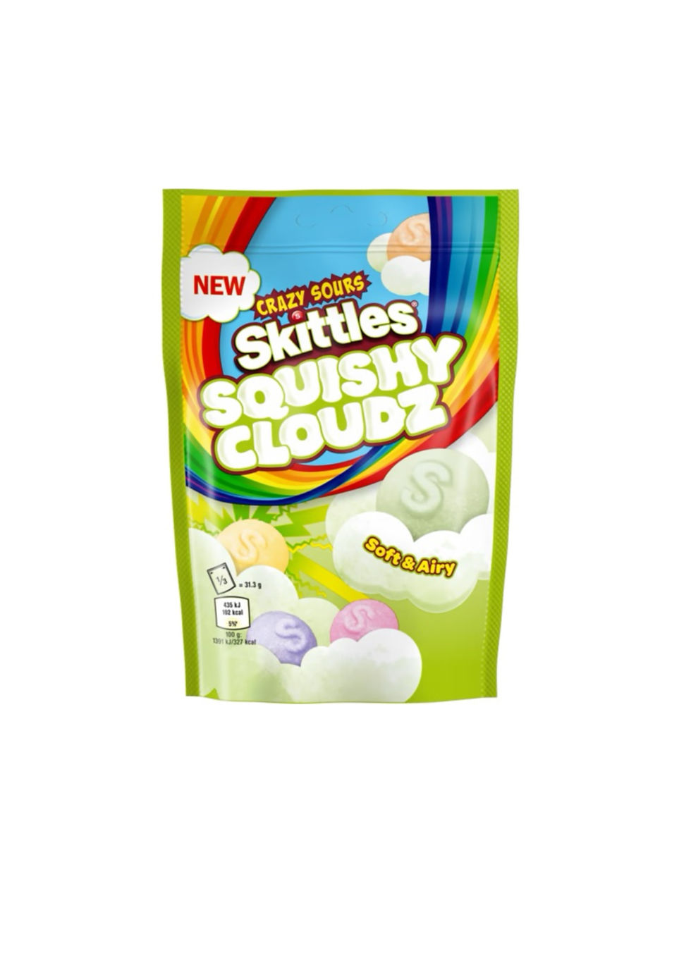 Skittles Squishy Cloudz Crazy Sours from the UK – soft and tangy sour gummy Skittles