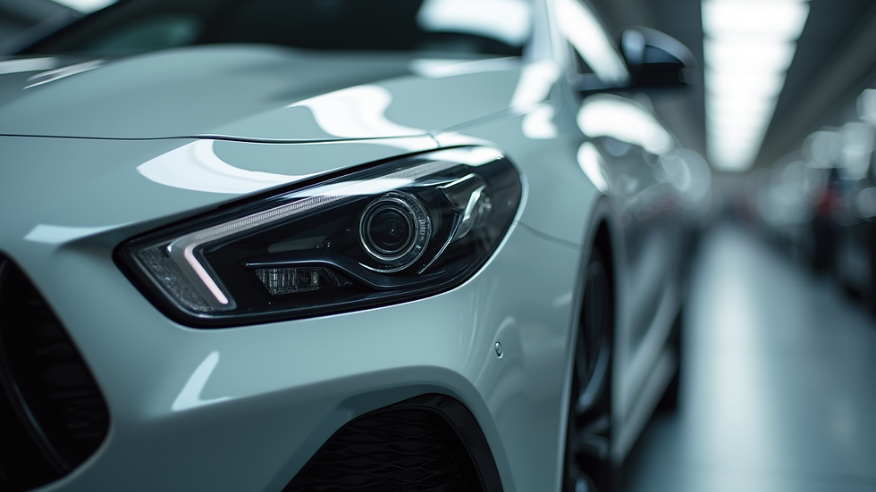 Eye-level view van een auto die een keramische coating krijgt aangebracht