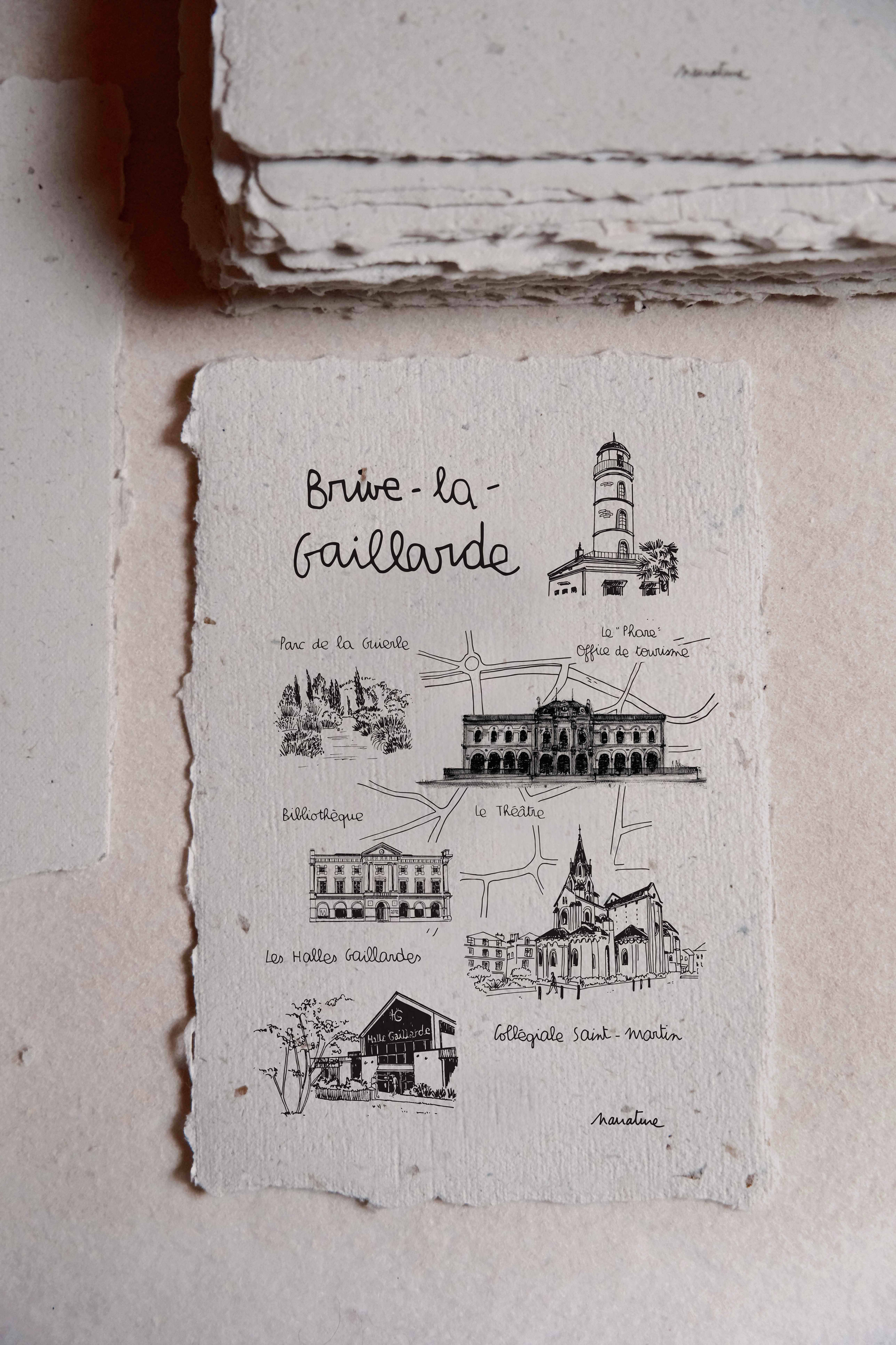 Brive-la-Gaillarde - Carte artisanale illustrée