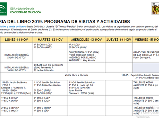 Actividades Feria del Libro 2019 - del 11 al 15 de noviembre