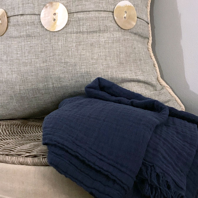 Styling Hamper w/ Pillow & Draped Blanket