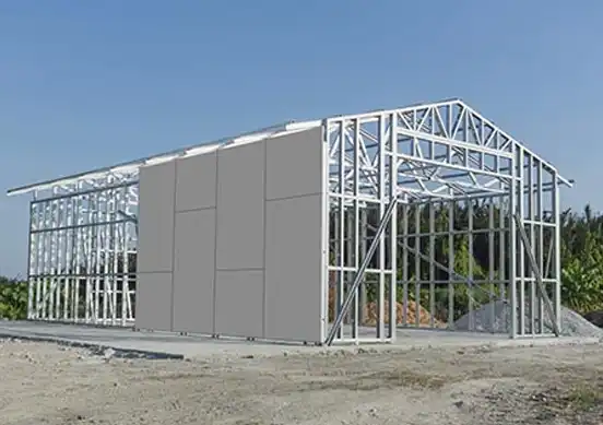 Fachada construida con placa cementicia Superboard