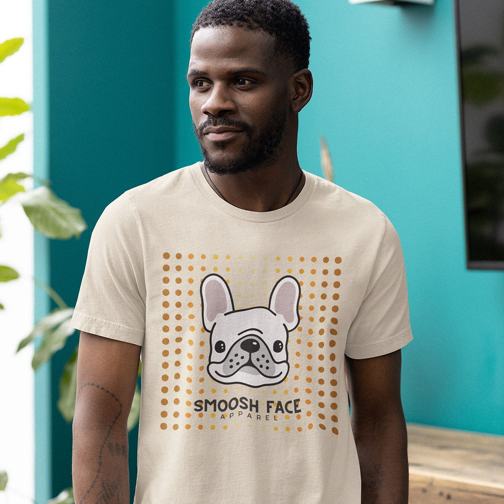 Thumbnail: Man wearing a French Bulldog Abstract Dots Design T-Shirt
