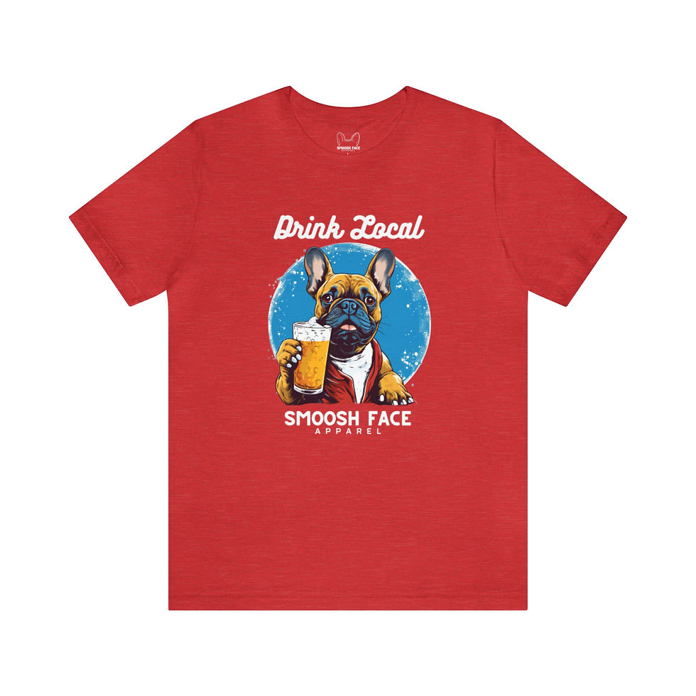 Thumbnail: Drink Local French Bulldog Tee, Frenchie Holding a Frothy Mug of Beer