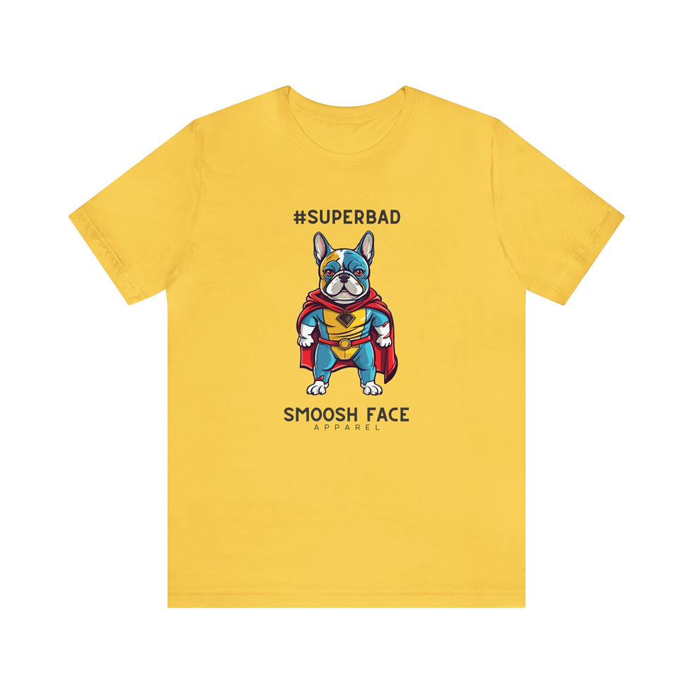 Thumbnail: Superhero French Bulldog T-shirt with #Superbad saying on it