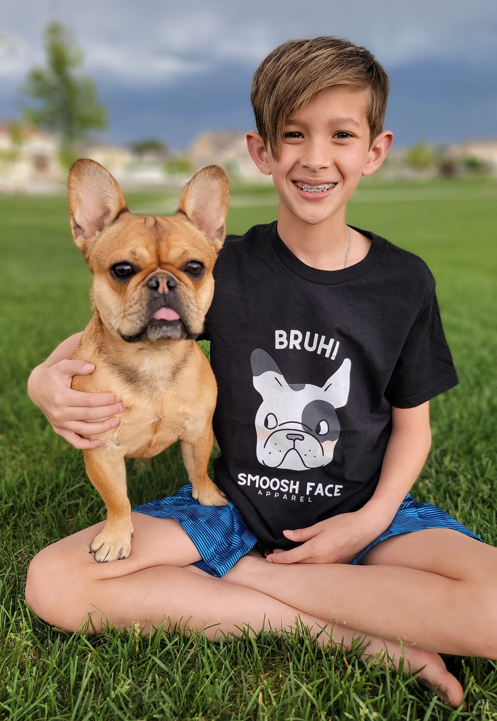 Youth Frenchie Bruh! Tee Smoosh Face Apparel