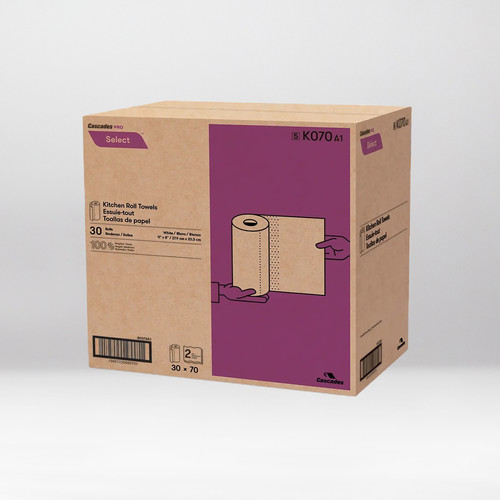 Cascades PRO K250 Select Kitchen Roll Towels - 2-Ply, 8" X 11", 250 Sheets Per Roll, 12 Rolls Per Carton